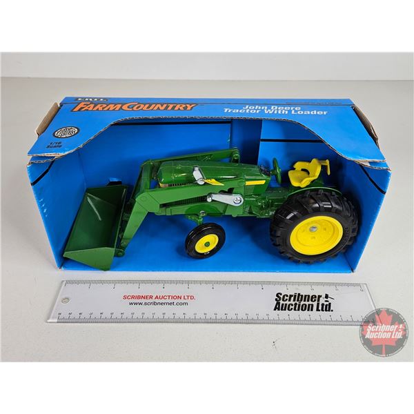 John Deere Tractor w/ Loader : Farm Country (ERTL) (Scale 1:16) (Box Measures : 6"H x 12-1/2"W x 5-1