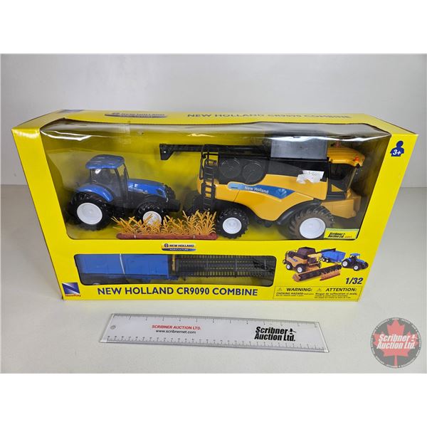 New Holland CR9090 Combine w/ Tractor & Grain Cart : (New-Ray) (Plastic) (Scale 1:32) (Box Measures 