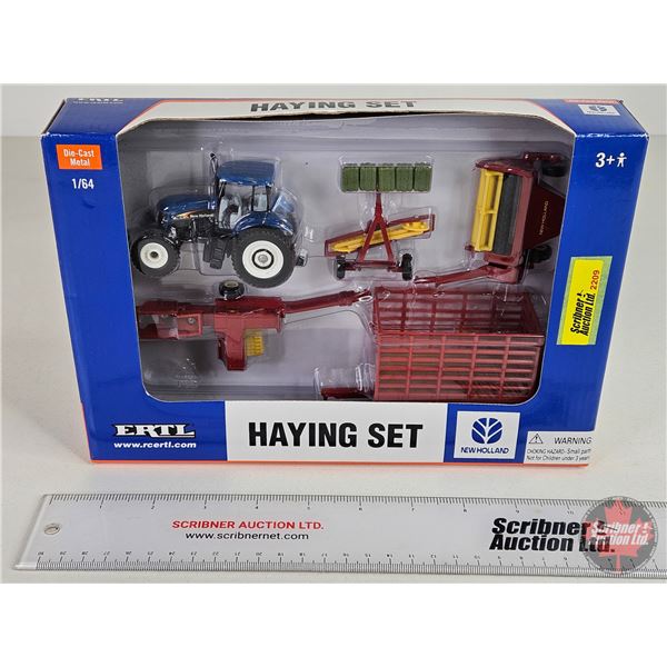 New Holland Haying Set (ERTL) (Scale 1:64) (Box Measures : 7"H x 10-1/4"W x 2"D)