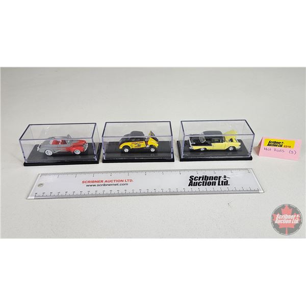 Hot Rods (3) (In Cases) (One Case Damaged) (Scale 1:64) (Each Case Measures : 2"H x 4-1/2"W x 2"D)
