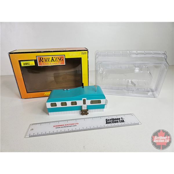 Rail King By M.T.H. Electric Trains : Mobile Home (Turquoise & White) ("O" Scale) (Box Measures : 7-