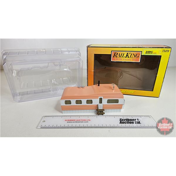 Rail King By M.T.H. Electric Trains : Mobile Home (Salmon & White) ("O" Scale) (Box Measures : 7-1/4