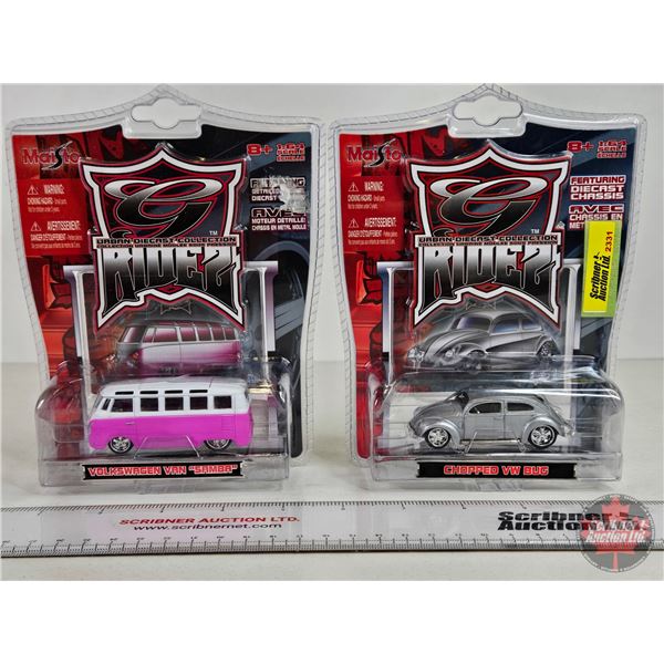 G Ridez (2) : Maisto - Chopped VW Bug - Volkswagen Van Samba (Scale 1:64)