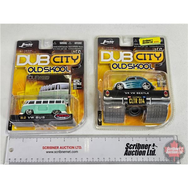 Dub City OldSkool (2) (Jada Toys) - '62 VW Bus - '59 VW Beetle (Scale 1:64)