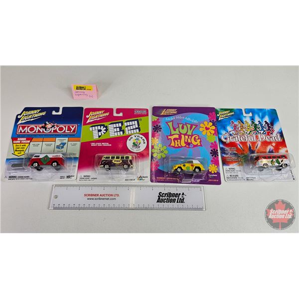 Johnny Lightning VW (4) :  - Monopoly - PEZ - LUV THING - Grateful Dead (Scale 1:64)