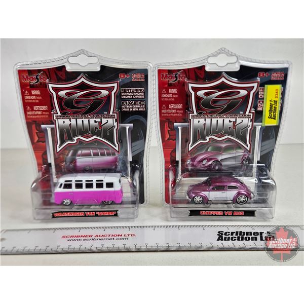 G Ridez (2) : Maisto - Chopped VW Bug - Volkswagen Van Samba (Scale 1:64)