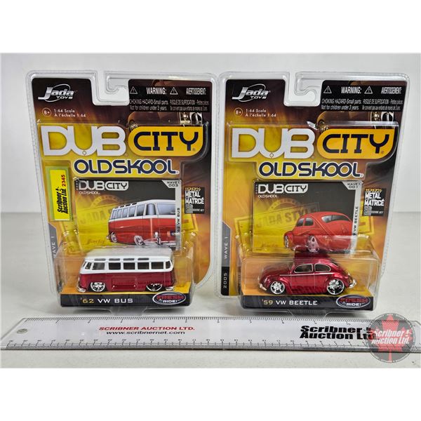 Dub City OldSkool (2) (Jada Toys) - '62 VW Bus - '59 VW Beetle (Scale 1:64)