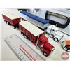 Image 2 : Trucks & Trailers (9) w/ Metal Case and Accessories (Scale 1:64) (Case Measures : 13-1/2"H x 18"W x 