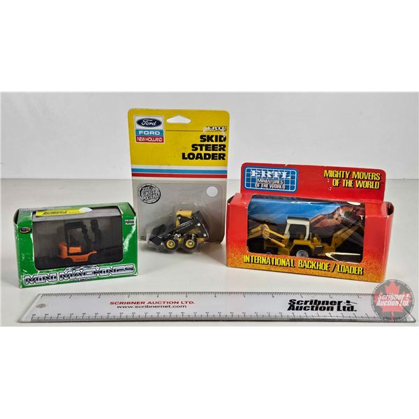 1/64th Scale Trio :  - Forklift - Skid Steer - Backhoe/Loader