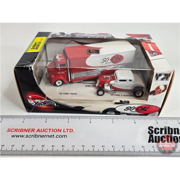 Hot Wheels So-Cal Speed Shop : '38 Ford Truck & '34 Ford 5-Window c/w Display Case (Scale 1:64) (Box