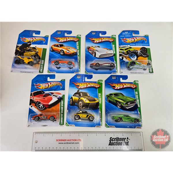 Hot Wheels (7) : Treasure Hunts Variety - '69 Ford Mustang - Surf Crate - Ducati 1098 - Shelby Cobra