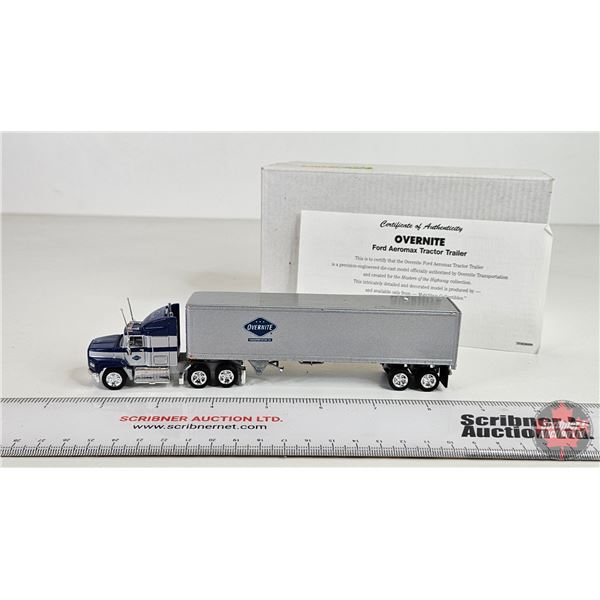 Dinky Matchbox : Ford Aeromax Tractor Trailer : Overnite (COA) (Scale 1:97) (Box Measures 4"H x 7"W 