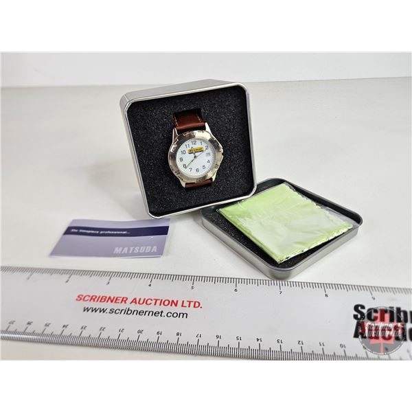 Matsuda Mens Watch : New Holland Promo w/ Case (Case Measures 2-1/2"H x 3-1/2"W x 3-1/2"D)