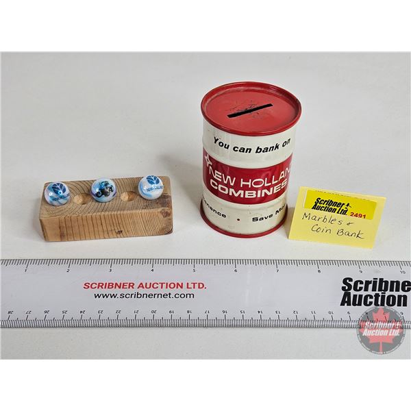 New Holland Promo Coin Bank & Marbles (3)
