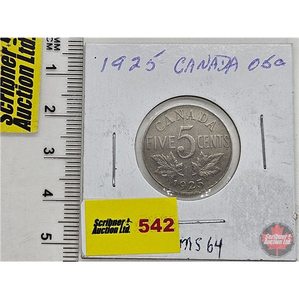 Canada Five Cent 1925 (SEE PICTURES!)  (Listing & Descriptions are a GUIDE ONLY and are subject to c