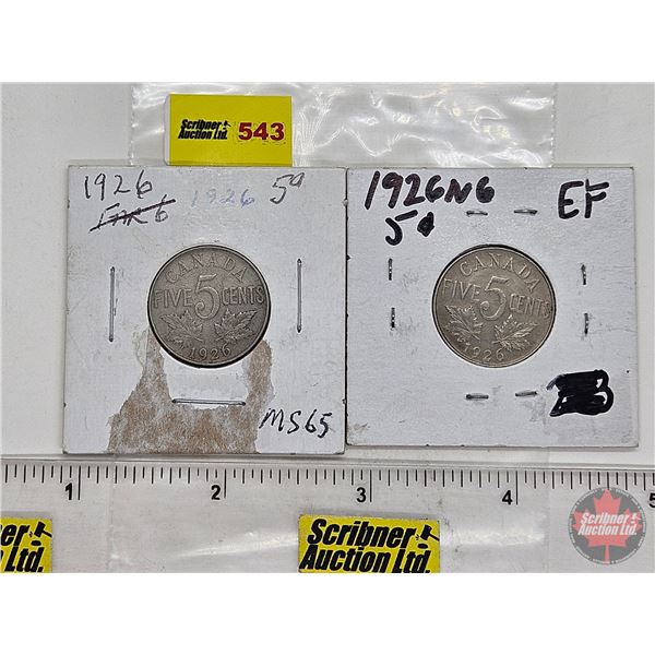 Canada Five Cent (2) : 1926; 1926 (SEE PICTURES!)  (Listing & Descriptions are a GUIDE ONLY and are 