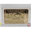 Image 2 : USA Buffalo Commemorative Limited Edition : 1 Troy Ounce .999 : 100 Mills Gold Clad Bullion Bar (SEE
