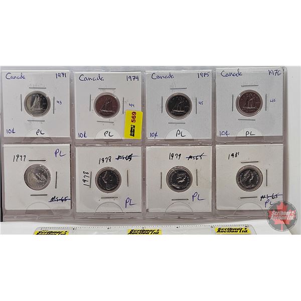 Canada Ten Cent (8) : 1971; 1974; 1975; 1976; 1977; 1978; 1979; 1981 (SEE PICTURES!)  (Listing & Des