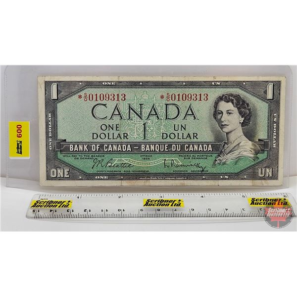 Canada $1 Bill 1954 *Replacement : Beattie/Rasminsky # *SO0109313 (See Pictures for Varieties, Condi