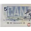Image 2 : Canada $5 Bill 1986 "A" Replacement : Knight/Dodge #HNA9835475 (BCS Cert : Choice UNC 63 Original) (