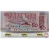 Image 1 : Canada $50 Bills 1988 (2 Consecutive) : Knight/Thiessen #FHT8391958-959 (See Pictures for Varieties,
