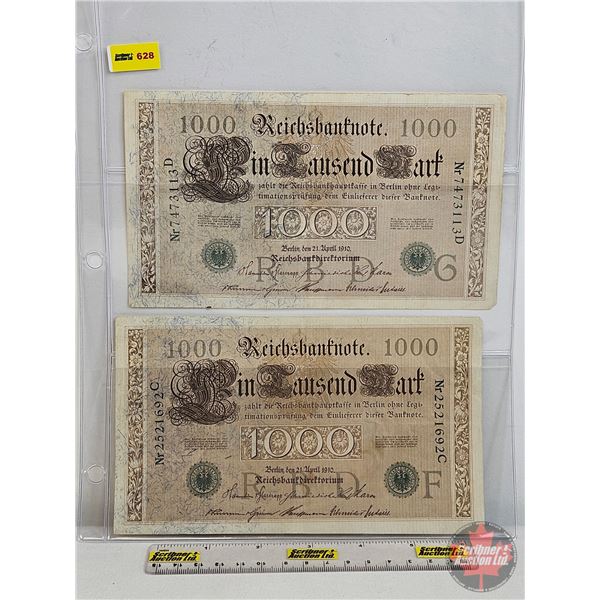 Germany 1000 Reichsmarks (2): - 1000 Reichsbanknote : 1910 : #Nr7473113D - 1000 Reichsbanknote : 191
