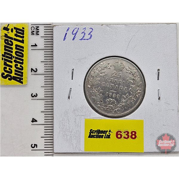Canada Twenty Five Cent 1933 (SEE PICTURES!)  (Listing & Descriptions are a GUIDE ONLY and are subje