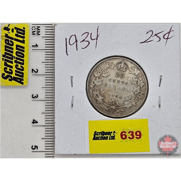 Canada Twenty Five Cent 1934 (SEE PICTURES!)  (Listing & Descriptions are a GUIDE ONLY and are subje