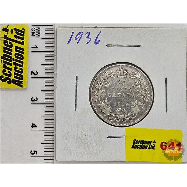 Canada Twenty Five Cent 1936 (SEE PICTURES!)  (Listing & Descriptions are a GUIDE ONLY and are subje