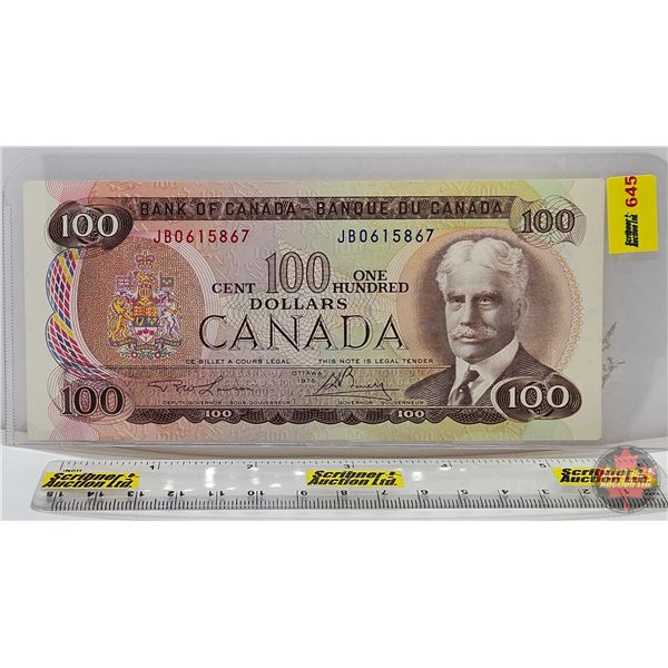 Canada $100 Bill 1975 : Lawson/Bouey #JB0615867 (See Pictures for Varieties, Conditions, Serial Numb