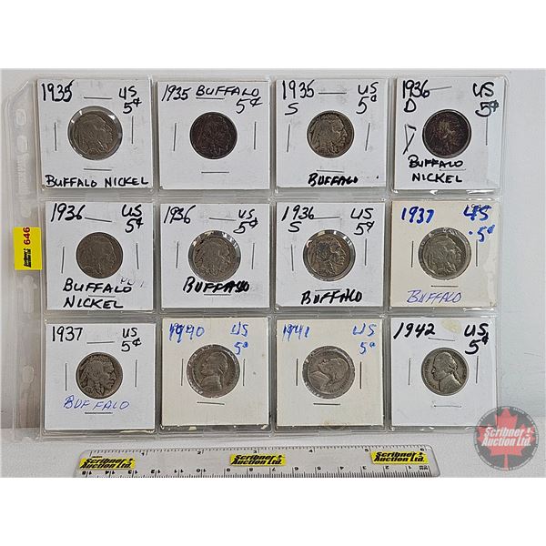 USA Nickels (12) : 1935; 1935; 1935S; 1936D; 1936; 1936; 1936S; 1937; 1937; 1940; 1941; 1942 (SEE PI