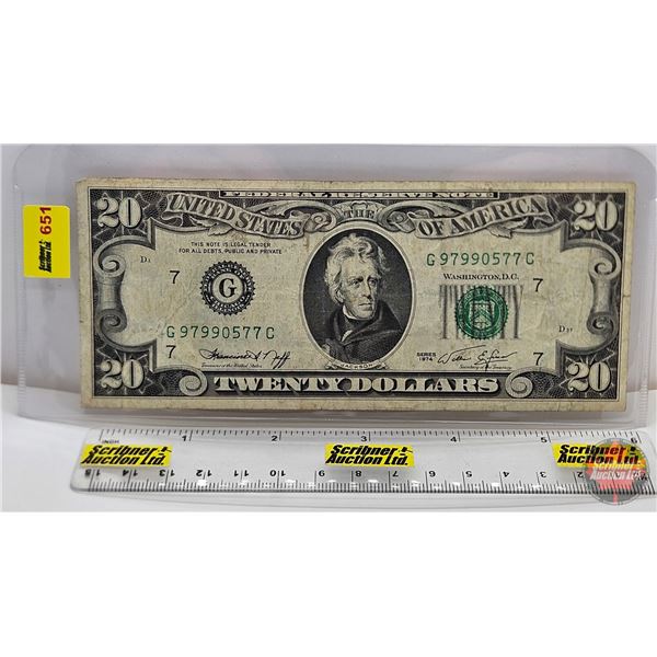 USA $20 Bill 1974 (Green Seal) : #G97990577C (See Pictures for Varieties, Conditions, Serial Numbers