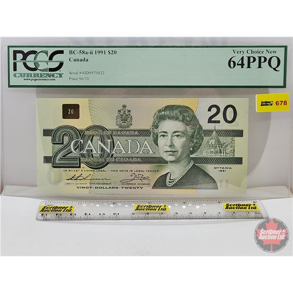 Canada $20 Bill 1991 : Thiessen/Crow #AID9970022 (PCGS Cert : Very Choice New 64PPQ) (See Pictures f
