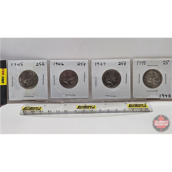 Canada Twenty Five Cent (4): 1945; 1946; 1947; 1948 (SEE PICTURES!)  (Listing & Descriptions are a G