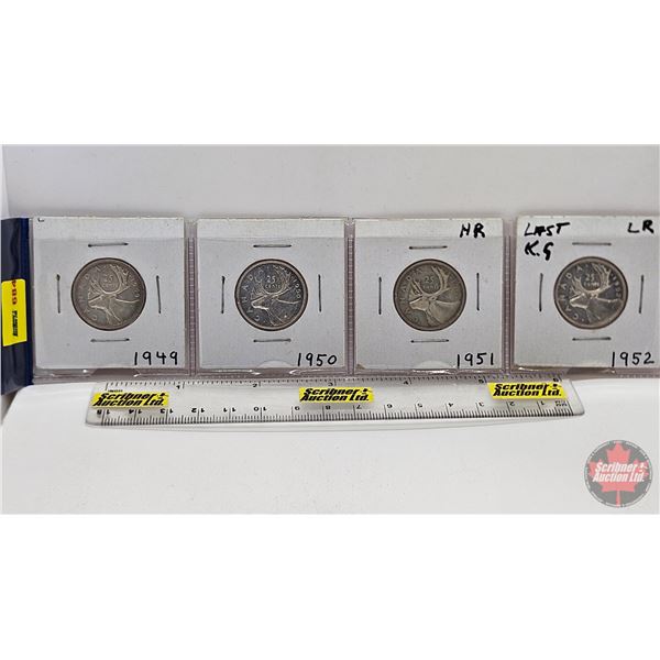 Canada Twenty Five Cent (4): 1949; 1950; 1951; 1952 (SEE PICTURES!)  (Listing & Descriptions are a G