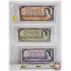 Image 1 : Canada Bills 1954 (3): - $10 Bill : Bouey/Rasminsky #MT5582348 - $20 Bill : Beattie/Rasminsky #SE379