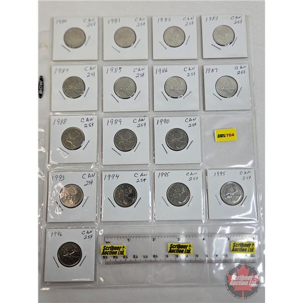Canada Twenty Five Cent (Sheet of 16) : 1980 - 1995 ; 1995 ; 1996 ((SEE PICTURES!)  (Listing & Descr