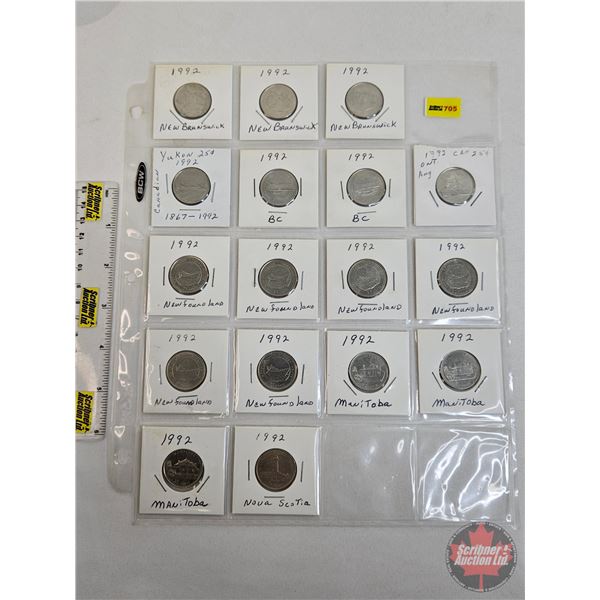 Canada Twenty Five Cent (Sheet of 17) : 1992 (Provincial - Variety) (SEE PICTURES!)  (Listing & Desc