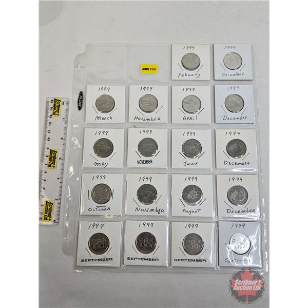 Canada Twenty Five Cent (Sheet of 18) : 1999 (Month - Variety) (SEE PICTURES!)  (Listing & Descripti