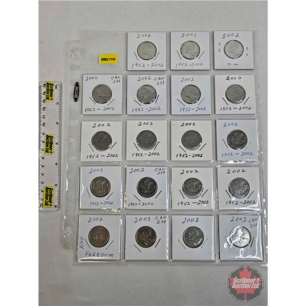 Canada Twenty Five Cent (Sheet of 19) : - (16) 2002 - (3) 2003 (SEE PICTURES!)  (Listing & Descripti
