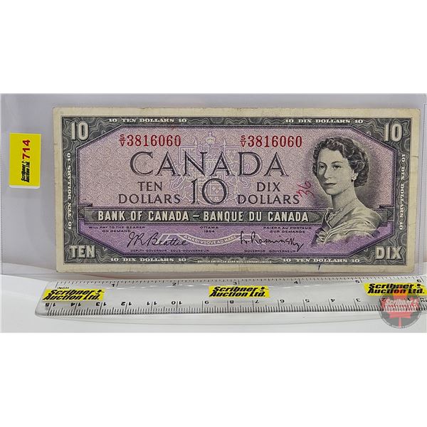 Canada $10 Bill 1954 : Beattie/Rasminsky #SV3816060 (See Pictures for Varieties, Conditions, Serial 