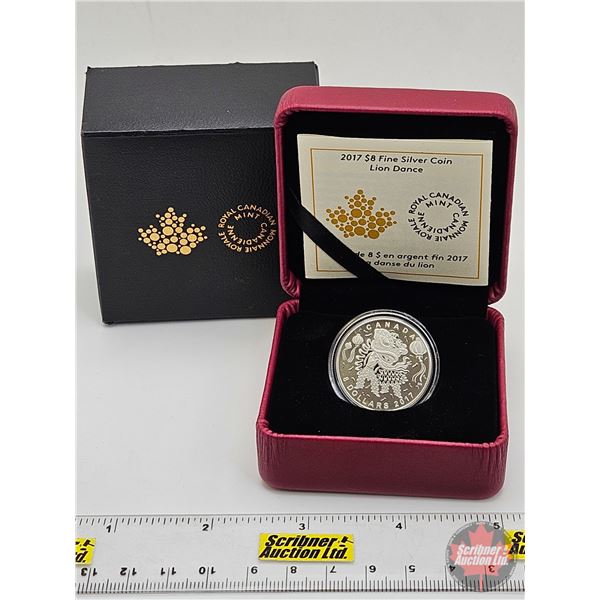 RCM Canada 2017 : $8 Fine Silver Coin : Lion Dance (COA #08120) (99.99%) (SEE PICTURES!) (GST Exempt