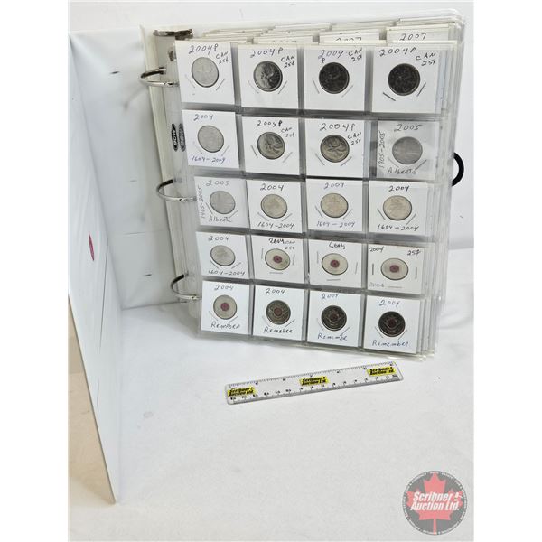 Canada Twenty-Five Cent Collection (Binder Lot : 370+ Coins) : 2004 - 2023 Intermittent  (See Pictur