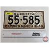 Image 1 : Alberta Lic Plate : 1940  (Measures: 5-1/2" x 12")