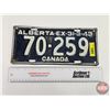 Image 1 : Alberta Lic Plate : 1943 (Measures: 5-1/2" x 12")