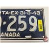 Image 3 : Alberta Lic Plate : 1943 (Measures: 5-1/2" x 12")