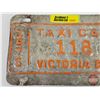 Image 2 : Taxi Cab Lic Plate : Victoria B.C. : 1975 (Measures: 4-1/4" x 7-3/4"H)