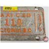 Image 3 : Taxi Cab Lic Plate : Victoria B.C. : 1975 (Measures: 4-1/4" x 7-3/4"H)