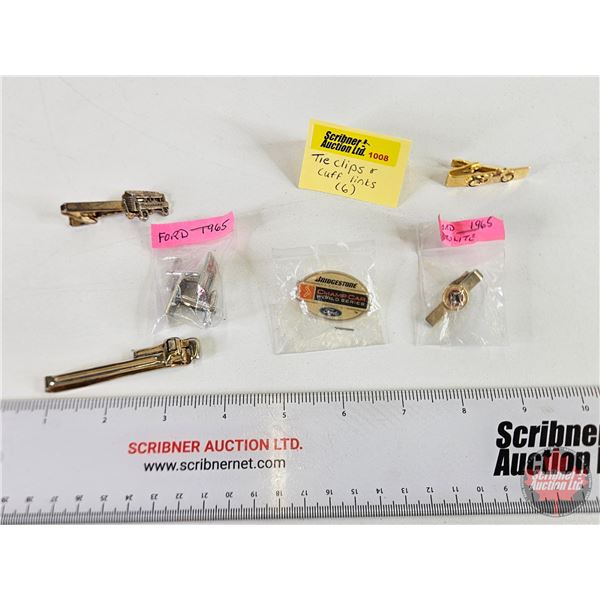 Tie Clips & Cuff Links (6) : Incl : Ford 1965; Bridgestone; Pipewrench; etc