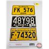 Image 1 : Alberta Lic Plates (3) : - 1952 (5-1/2" x 12")  - 1952 with 1953 Tag (6" x 12") - 1958 (6" x 12")